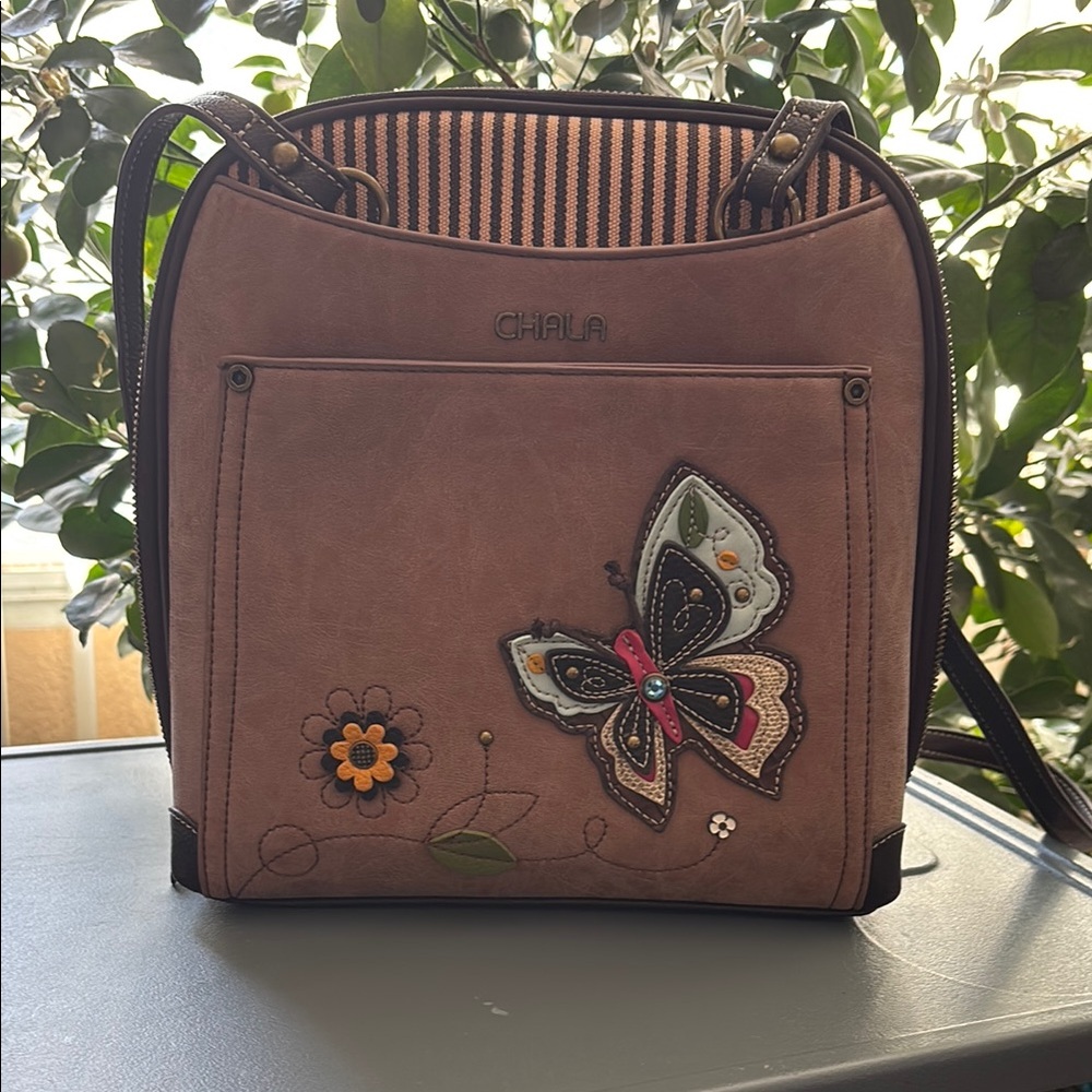 Chala Brown Butterfly Embellished Women's Bag